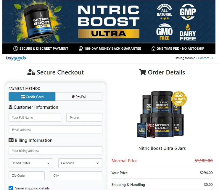 Nitric Boost Ultra Order